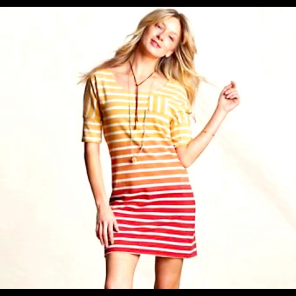 Lands’ End Ombré Striped Dress Size Oversized Small
